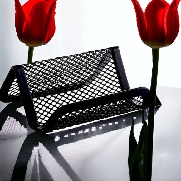 Elegant Black Mesh Wire Business Card Holder l Home - Office l NIB - Picture 3 of 8
